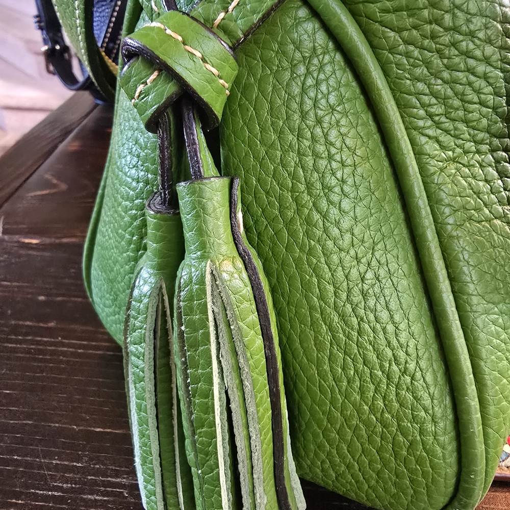 Dooney & Bourke Lime/Grass Green Pebbled Leather Small Satchel Shoulder Bag - Picture 12 of 17